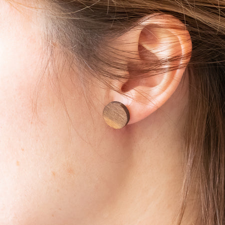 Walden Run Small Round Stud Walnut Earrings