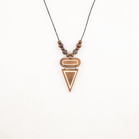 Walden Run Linear Luminous Walnut and Brass Necklace