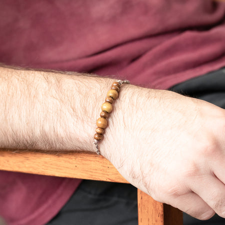Walden Run Olive Hemp Bracelet Brown and Yellow Wood Beads