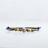 Walden Run Silver Shell Cotton Bracelet Light Brown and White Wood Beads and Black Band