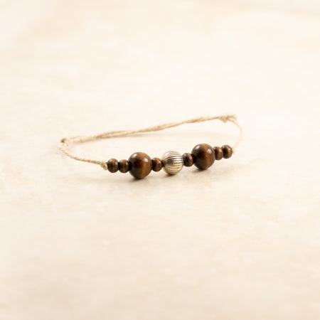 Walden Run Silver Wooden Hemp Bracelelt