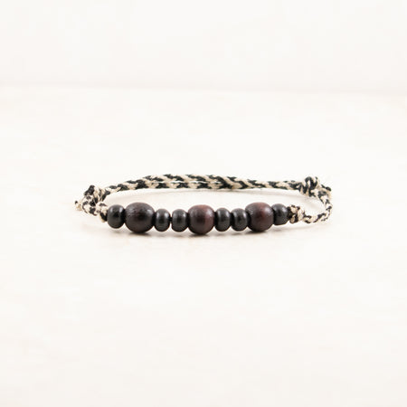Walden Run Smokey Hemp Bracelet Black and Red Wood Beads