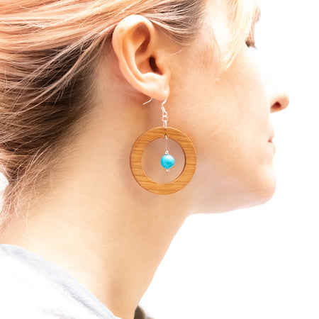 Walden Run Cherry Turquoise Sphere Hoop Earrings