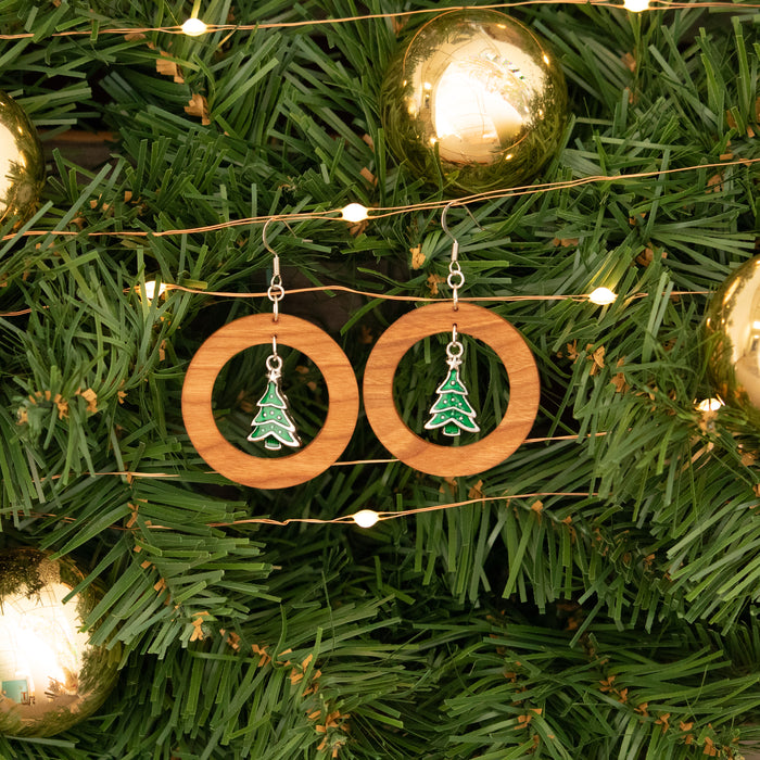 Holiday Tree Hoop Earrings