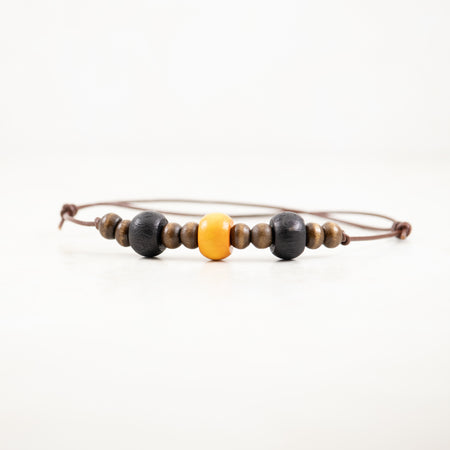 Walden Run Colored Wooden Leather Bracelets Black and Yellow