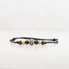 Walden Run Silver Sphere Cotton Bracelet Brown and White Wood Beads and Black Band